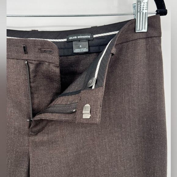 Club Monaco Keri Ivy Flare Leg Trouser Pant Wool Blend Brown Stretch Pocket 4 - Picture 10 of 11